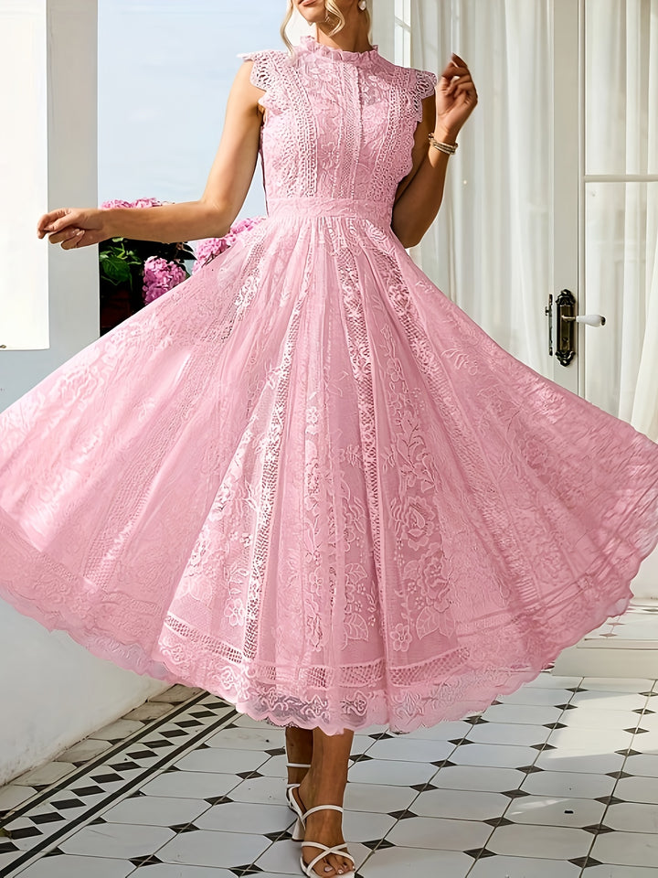 Tabitha │ Women's High Neck Lace Wedding Guest Maxi Dress