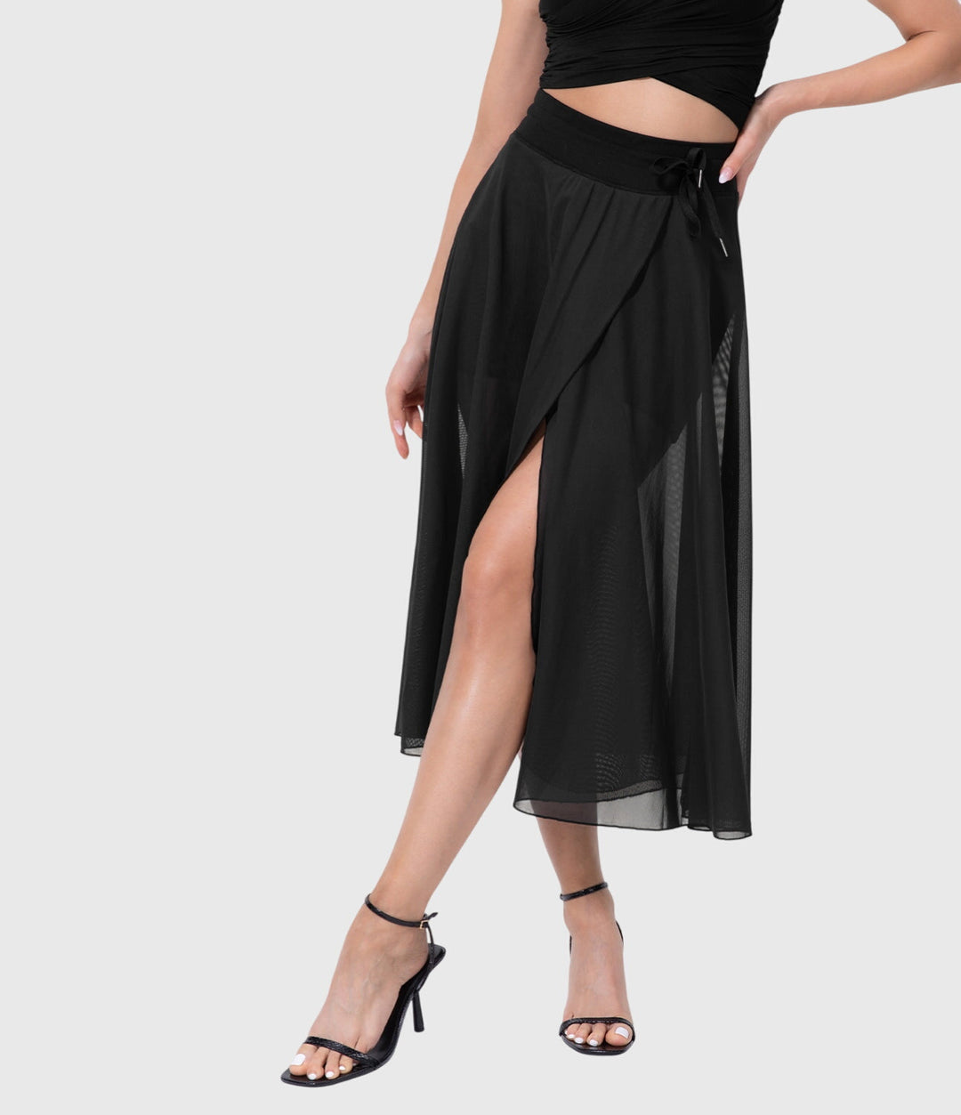 Arabella │ Women's High Waist Two-Layer Midi Skirt