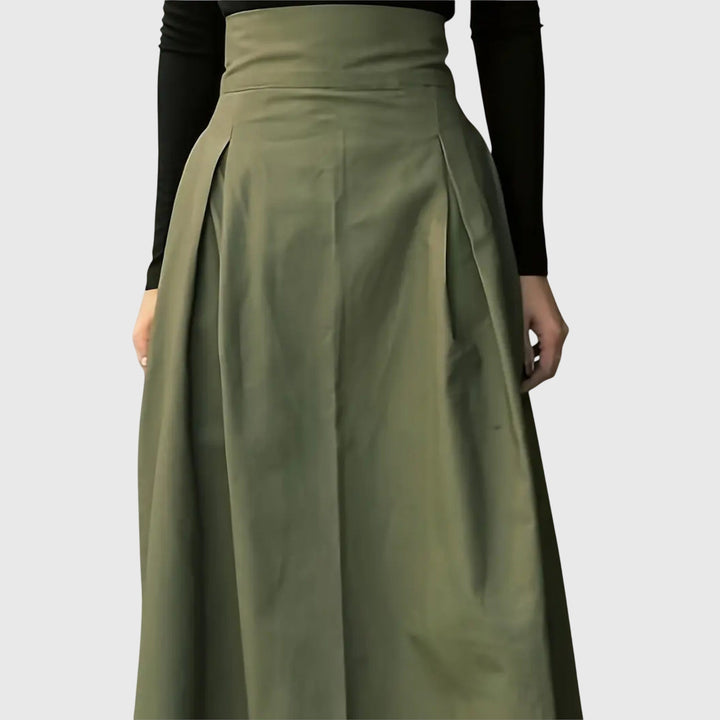 Caroline │ Women's A-Line Midi Skirt With Belted Waist