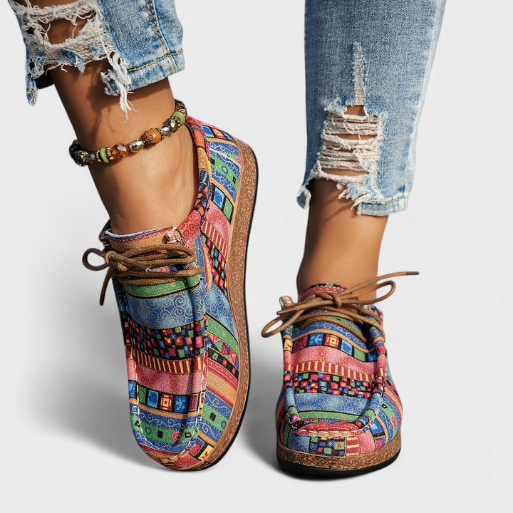 Lydia │ Women's Patchwork Lace-Up Sneakers