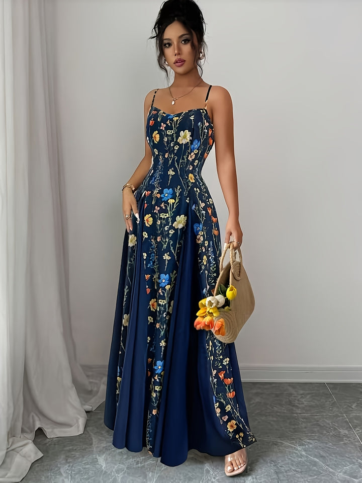 Naomi │ Women's Floral Print Wedding Guest Maxi Dress With Spaghetti Straps