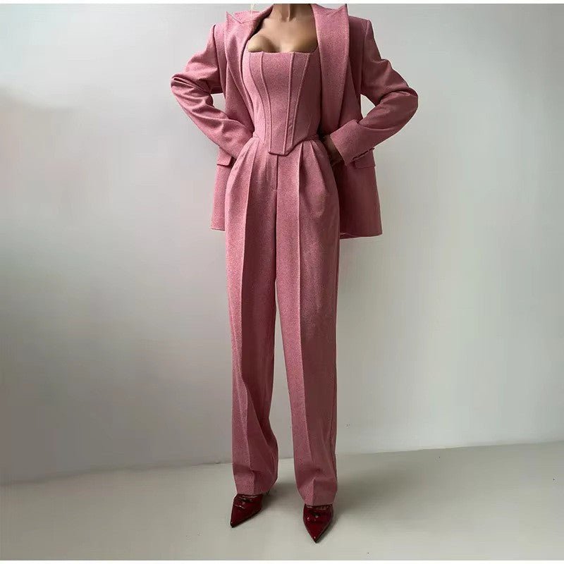 Ivy │ Women's Corset Top Blazer And Wide-Leg Trousers Two-Piece Set
