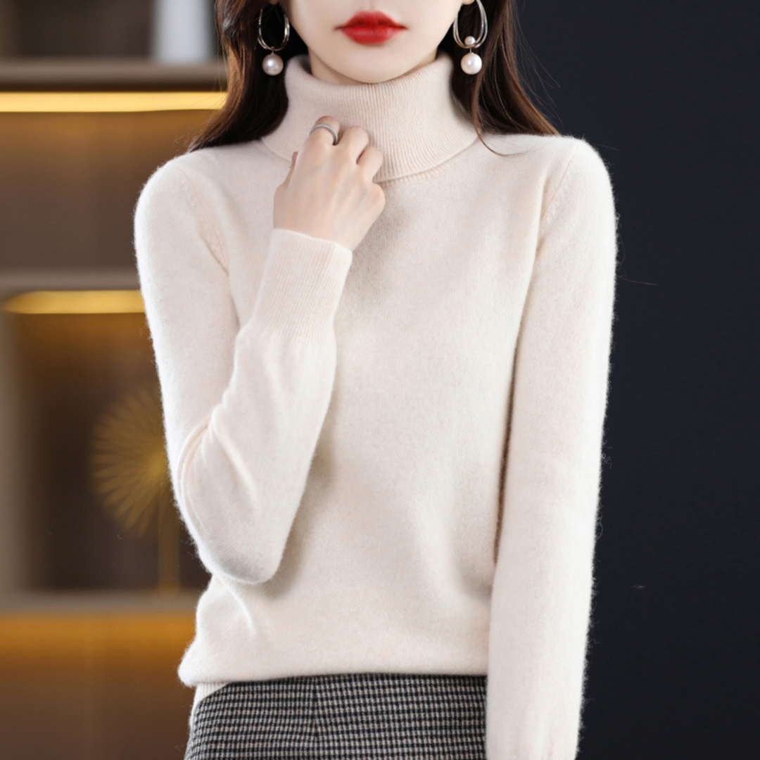 Julia │ Women's Turtleneck Ribbed Knit Jumper