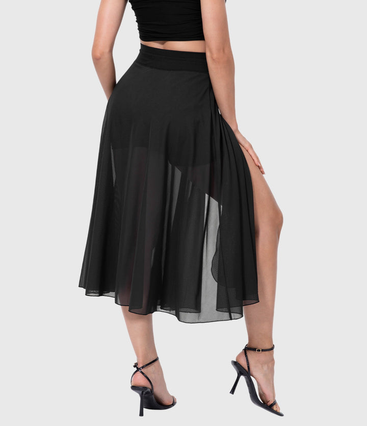 Arabella │ Women's High Waist Two-Layer Midi Skirt