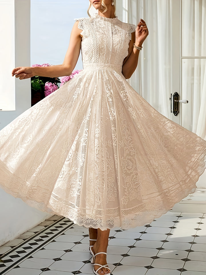 Tabitha │ Women's High Neck Lace Wedding Guest Maxi Dress