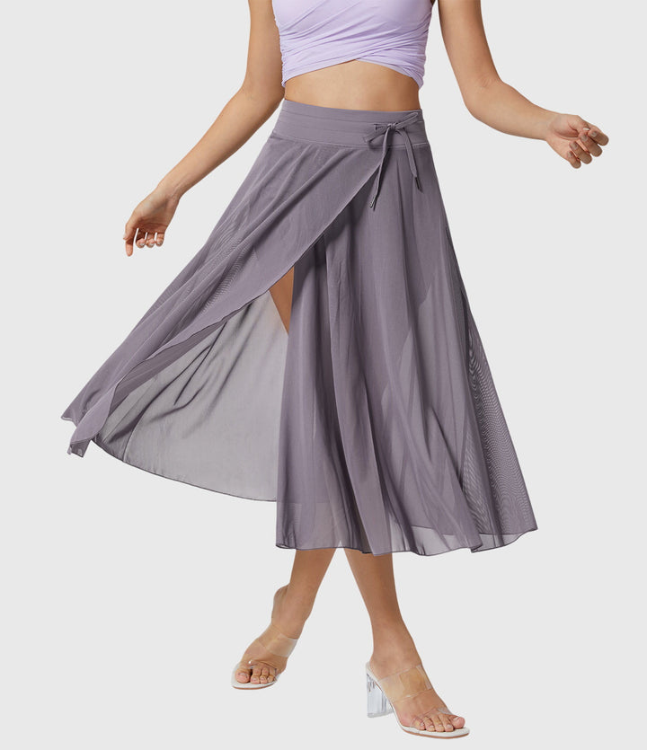 Arabella │ Women's High Waist Two-Layer Midi Skirt