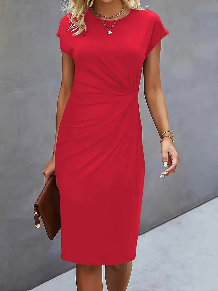 Verity │ Women's Short Sleeve Bodycon Midi Dress With Twisted Waist Detail