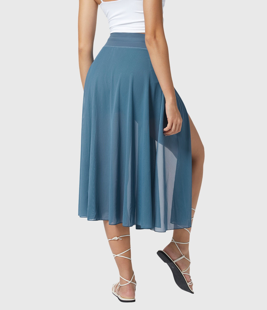 Arabella │ Women's High Waist Two-Layer Midi Skirt