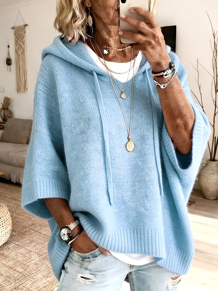 Estelle │ Women's Knitted Hooded Jumper With Drawstring And Ribbed Cuffs