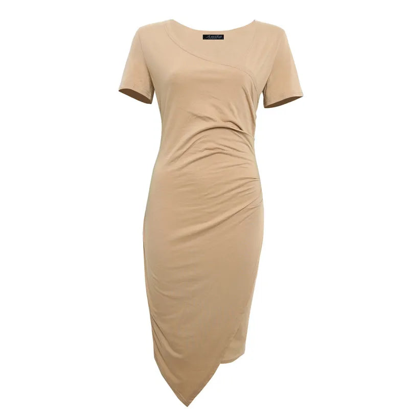 Verity │ Women's Short Sleeve Bodycon Midi Dress With Twisted Waist Detail