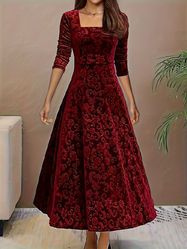 Josephine │ Women's Velvet Square Neck Wedding Guest Maxi Dress