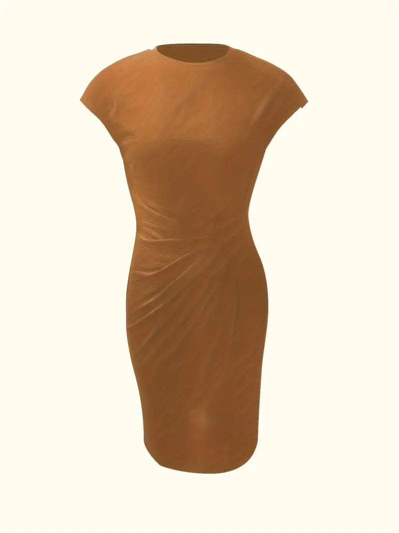 Verity │ Women's Short Sleeve Bodycon Midi Dress With Twisted Waist Detail