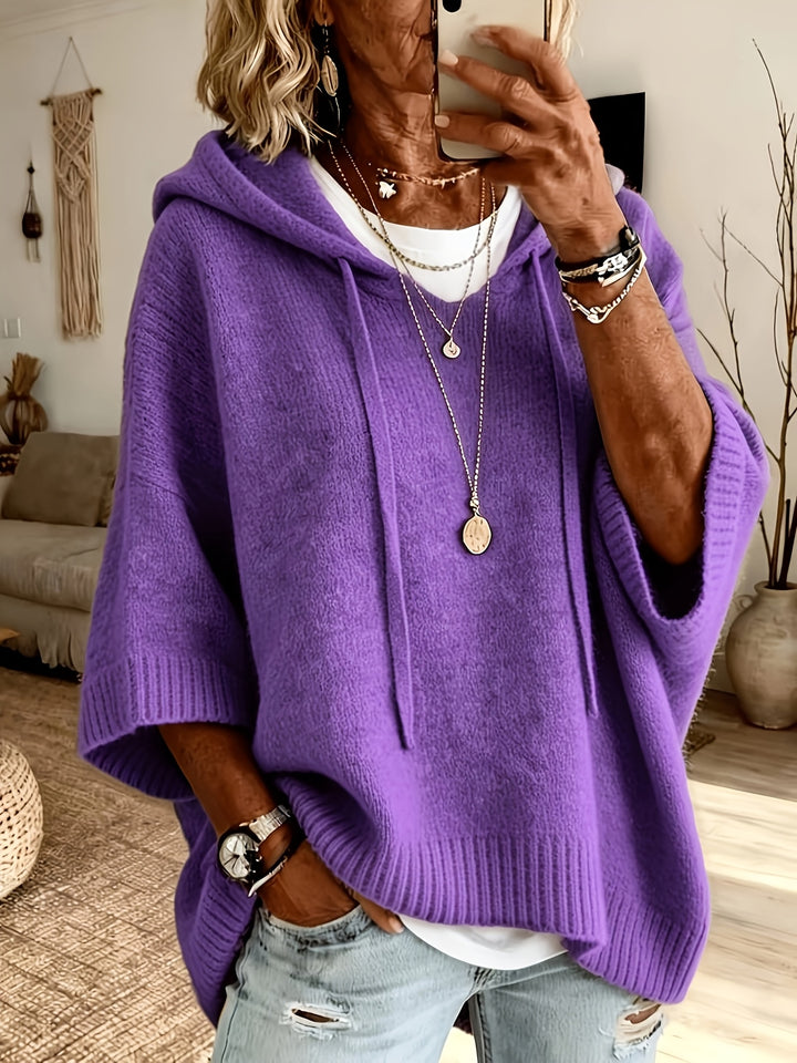 Estelle │ Women's Knitted Hooded Jumper With Drawstring And Ribbed Cuffs