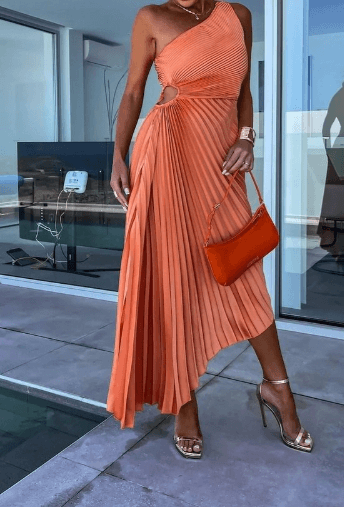 Lysandra │ Women's One Shoulder Pleated Maxi Wedding Guest Dress