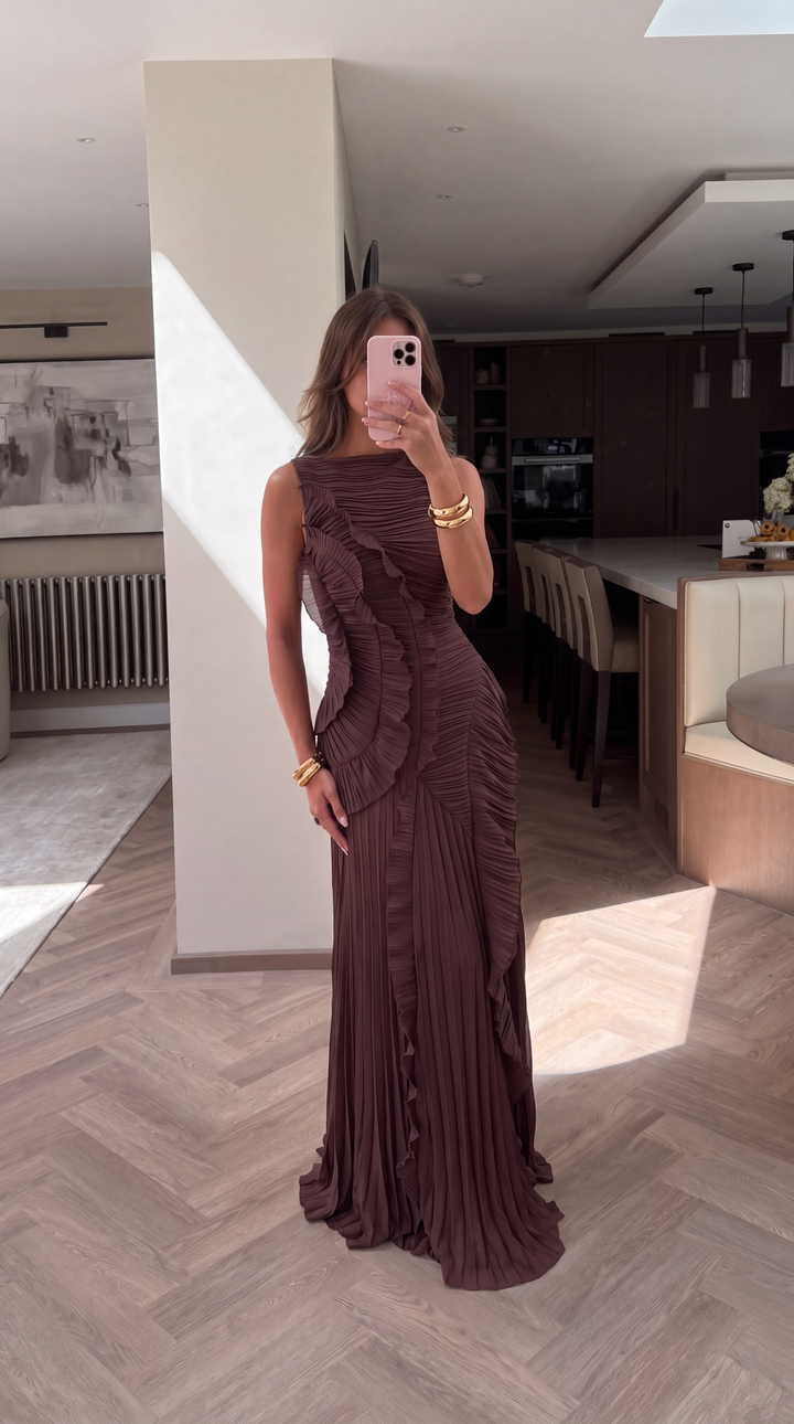 Olive │ Women's Ruched Low Back Maxi Dress