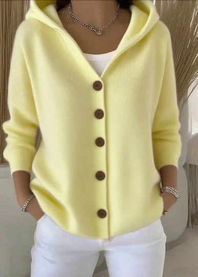 Maud │ Women's Hooded Knit Cardigan With Button Front
