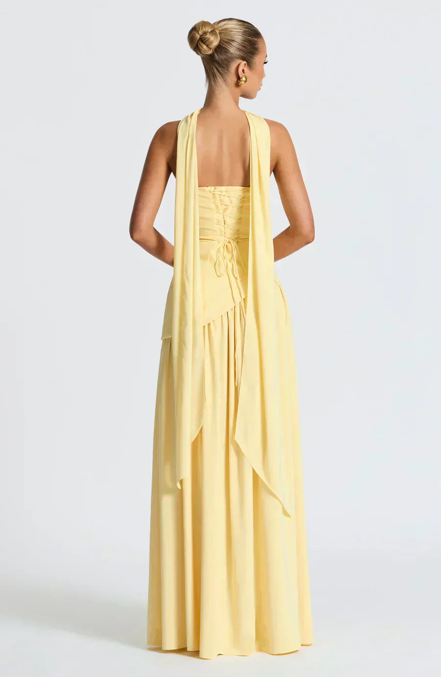 Zephyrine │ Women's Strapless Asymmetric Maxi Wedding Guest Dress With Halter Scarf