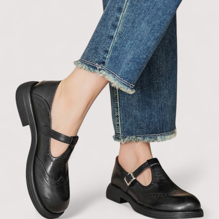 Constance │ Women's Leather Mary Jane Shoes With Buckle Fastening