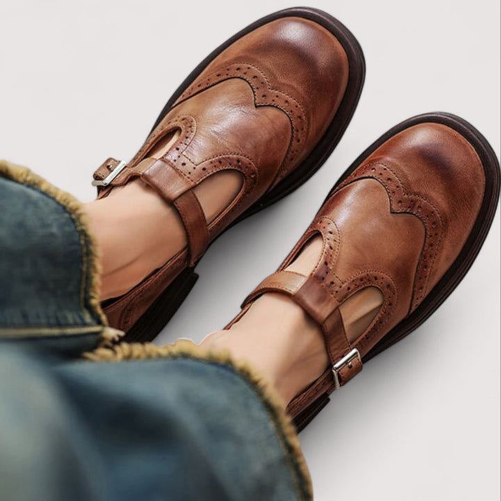 Constance │ Women's Leather Mary Jane Shoes With Buckle Fastening
