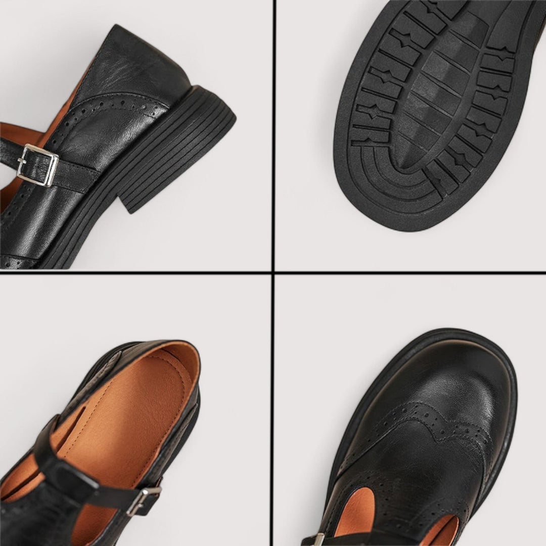 Constance │ Women's Leather Mary Jane Shoes With Buckle Fastening