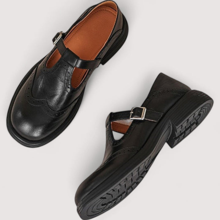 Constance │ Women's Leather Mary Jane Shoes With Buckle Fastening