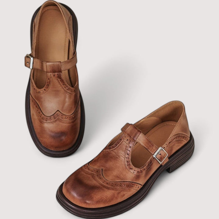 Constance │ Women's Leather Mary Jane Shoes With Buckle Fastening