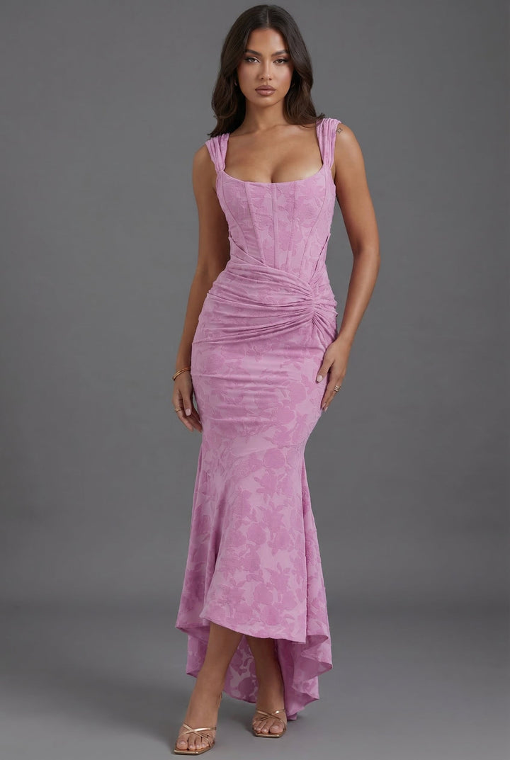 Isabella │ Women's Corset Bodice Ruched Waist Fishtail Maxi Dress