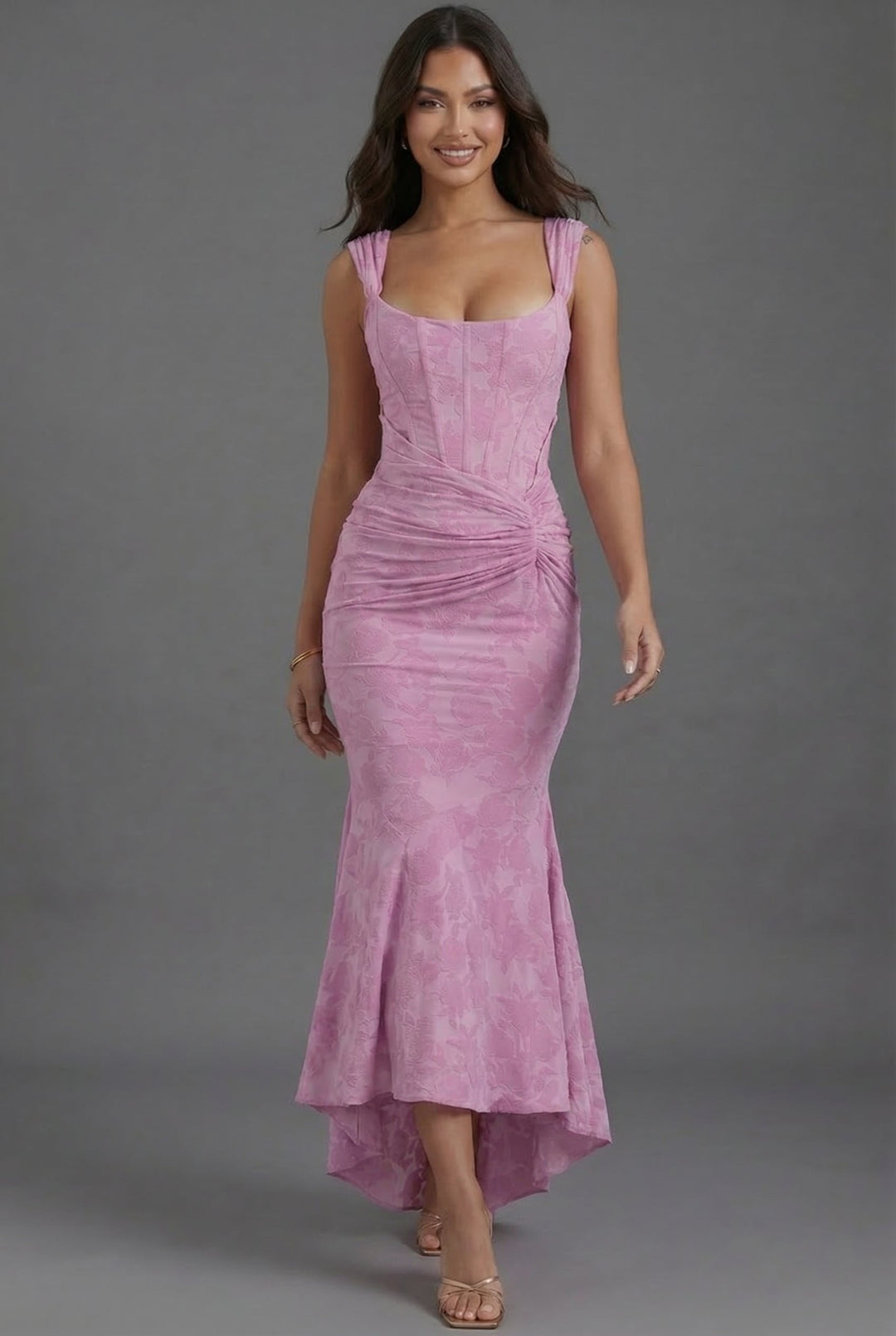Isabella │ Women's Corset Bodice Ruched Waist Fishtail Maxi Dress