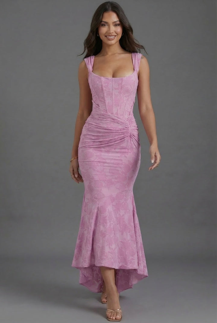 Isabella │ Women's Corset Bodice Ruched Waist Fishtail Maxi Dress