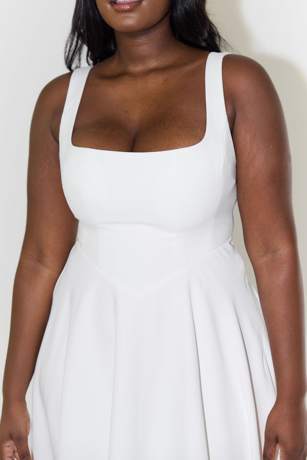 Cecily │ Women's Square Neck Sleeveless Pleated A-Line Midi Dress
