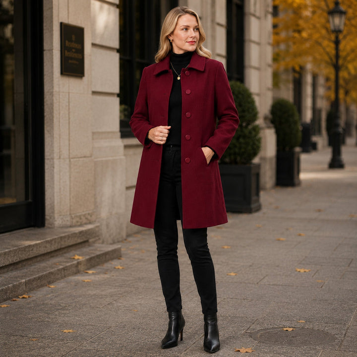 Lillian │ Women's Tailored Longline Coat With Button Front And Side Pockets