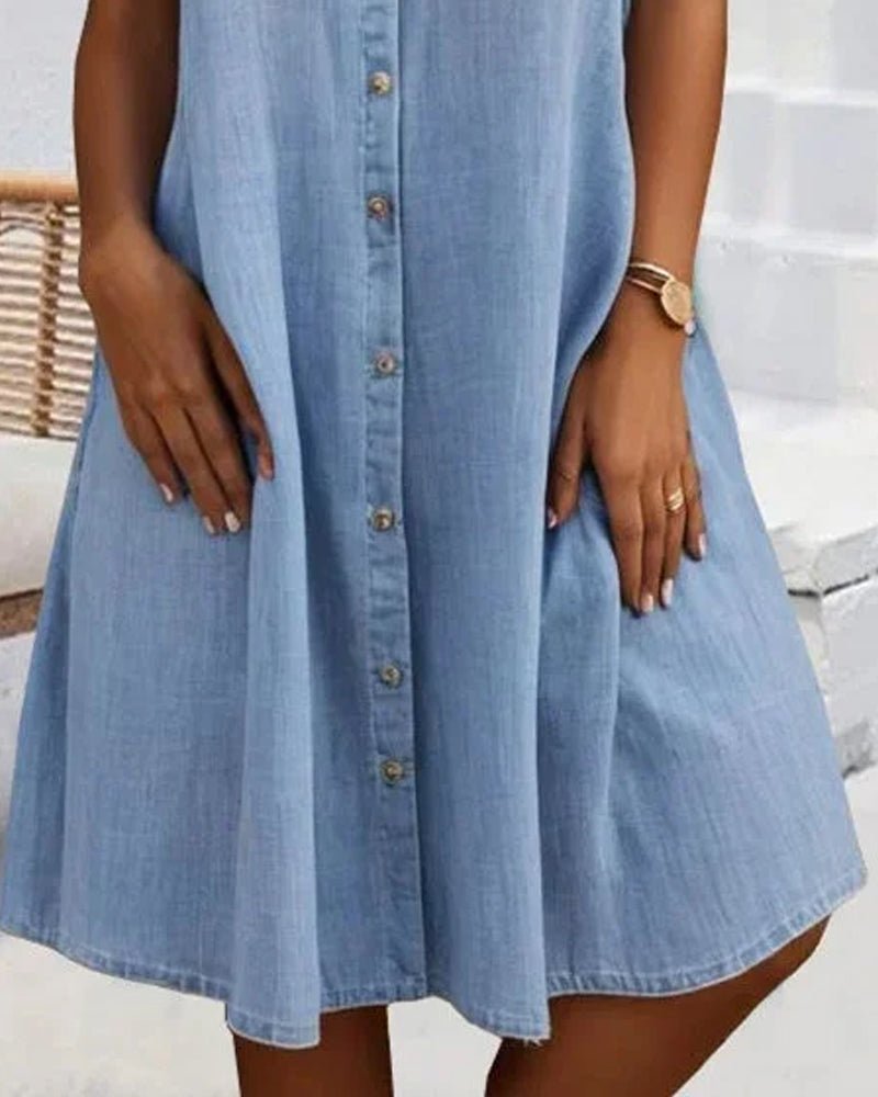 Augusta │ Women's Denim Shirt Dress With Button Front And Chest Pockets