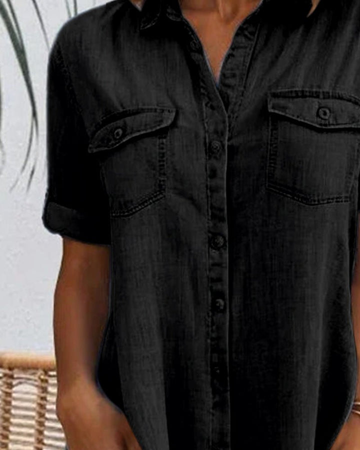 Augusta │ Women's Denim Shirt Dress With Button Front And Chest Pockets