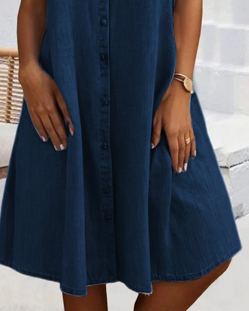Augusta │ Women's Denim Shirt Dress With Button Front And Chest Pockets