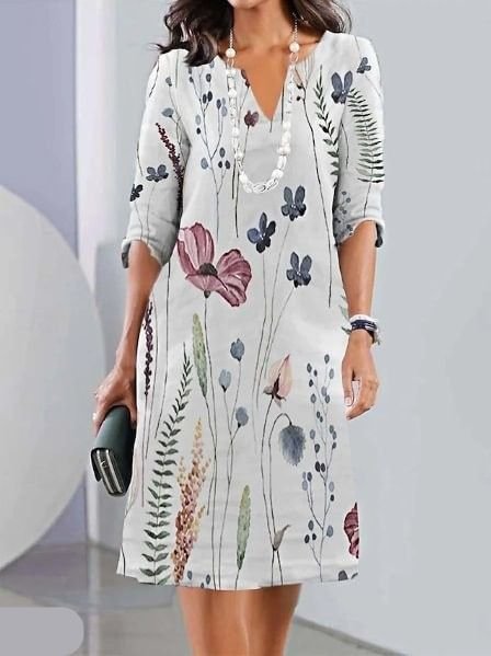 Seraphina │ Women's Floral Print V-Neck A-Line Midi Dress With Flutter Sleeves