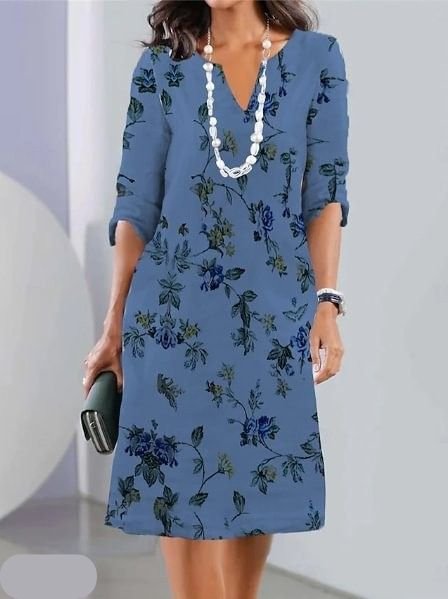 Seraphina │ Women's Floral Print V-Neck A-Line Midi Dress With Flutter Sleeves