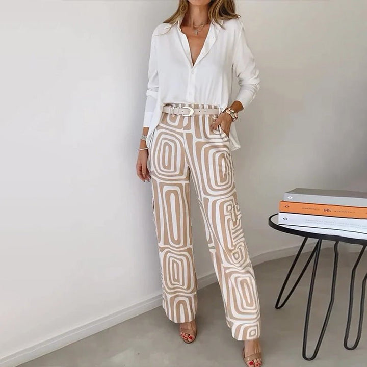 Isadora │ Women's Linen Sleeveless Top And Wide-Leg Trousers Two-Piece Set
