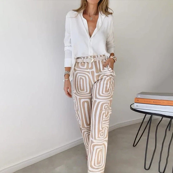 Isadora │ Women's Linen Sleeveless Top And Wide-Leg Trousers Two-Piece Set