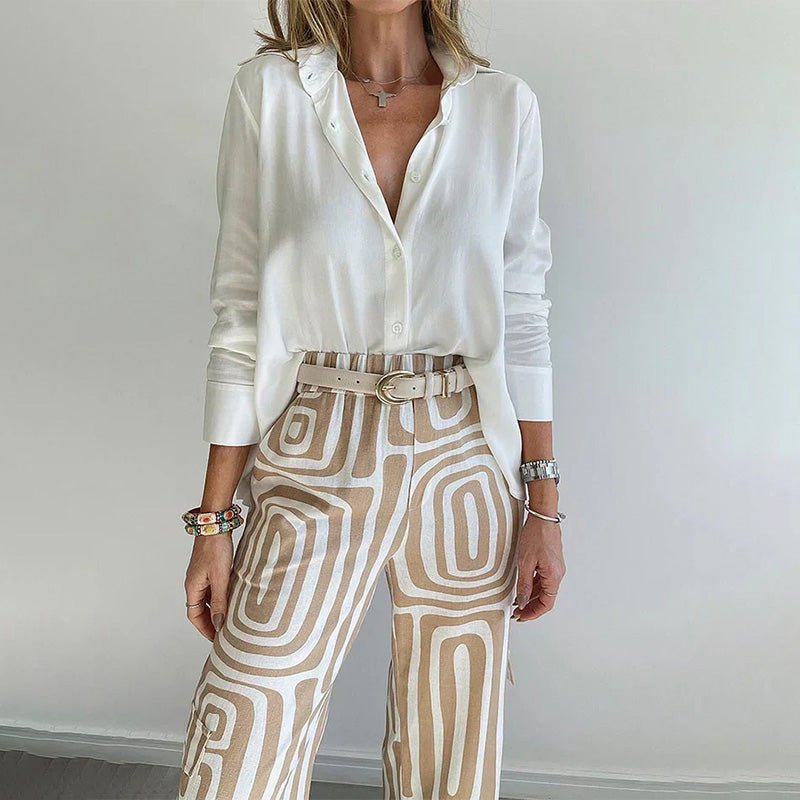 Isadora │ Women's Linen Sleeveless Top And Wide-Leg Trousers Two-Piece Set