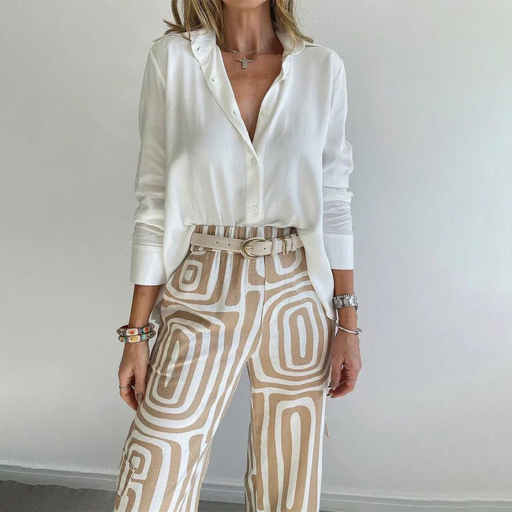 Isadora │ Women's Linen Sleeveless Top And Wide-Leg Trousers Two-Piece Set