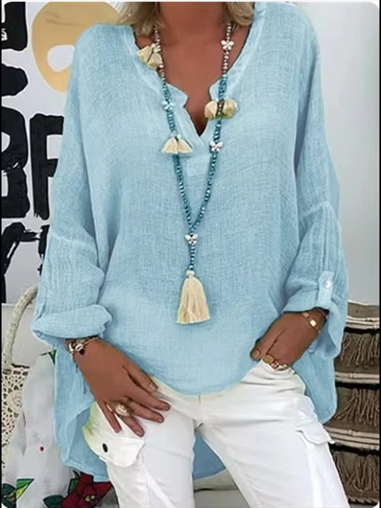 Patricia │ Women's V-Neck Long Sleeve Relaxed Fit Blouse