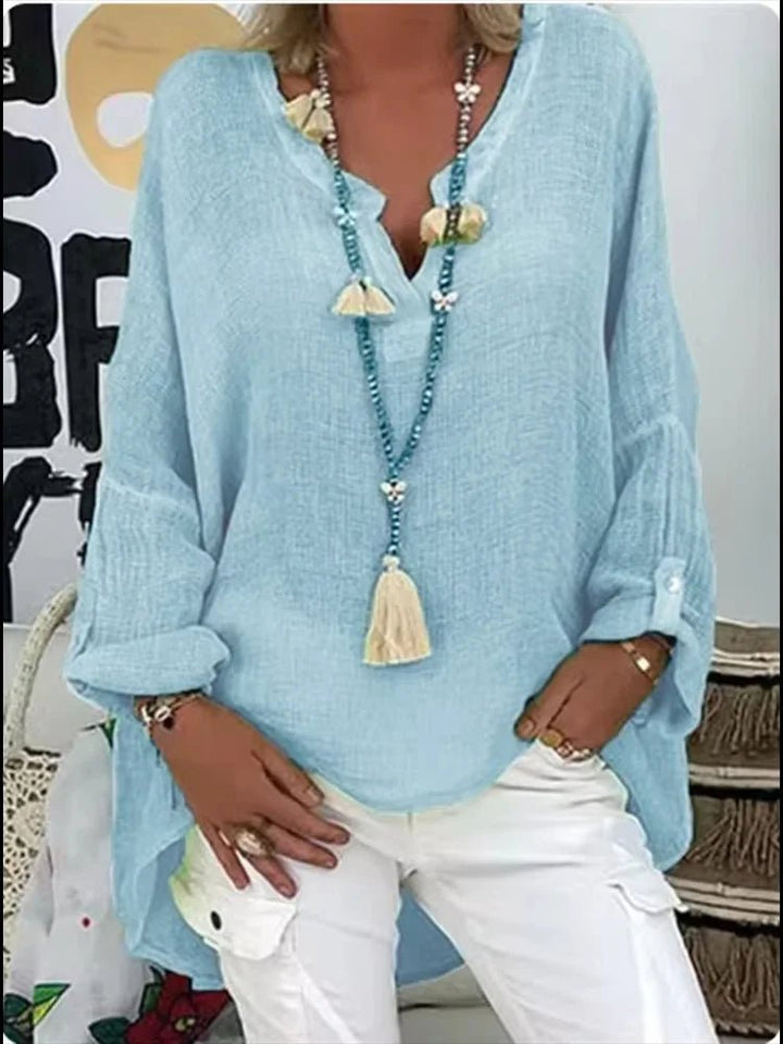 Patricia │ Women's V-Neck Long Sleeve Relaxed Fit Blouse