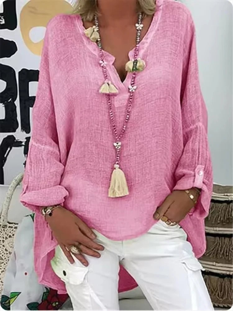 Patricia │ Women's V-Neck Long Sleeve Relaxed Fit Blouse