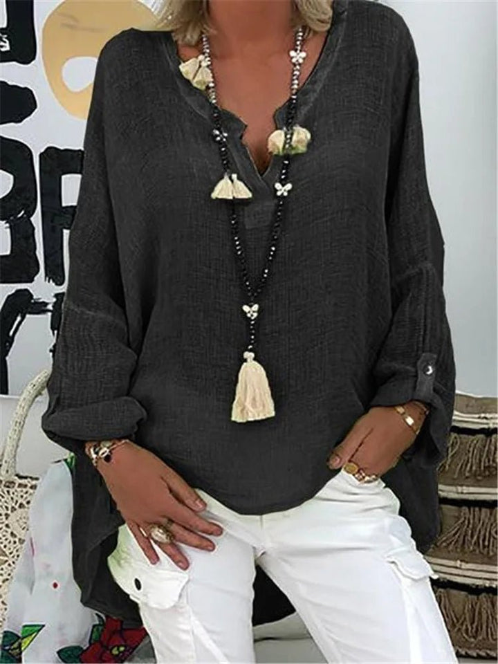 Patricia │ Women's V-Neck Long Sleeve Relaxed Fit Blouse