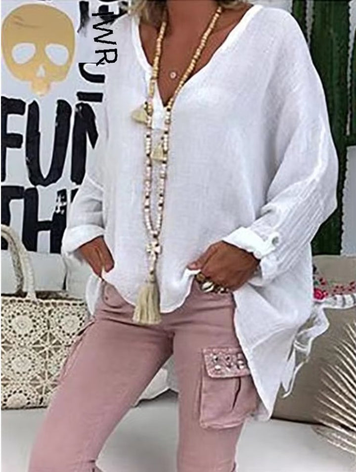 Patricia │ Women's V-Neck Long Sleeve Relaxed Fit Blouse