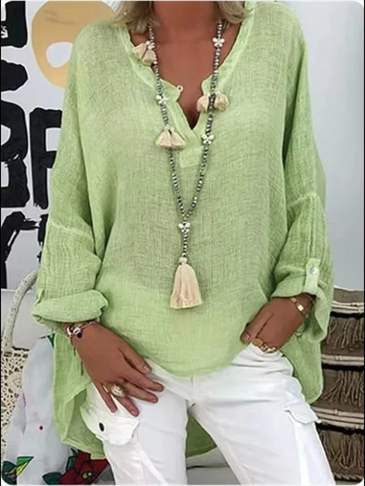 Patricia │ Women's V-Neck Long Sleeve Relaxed Fit Blouse