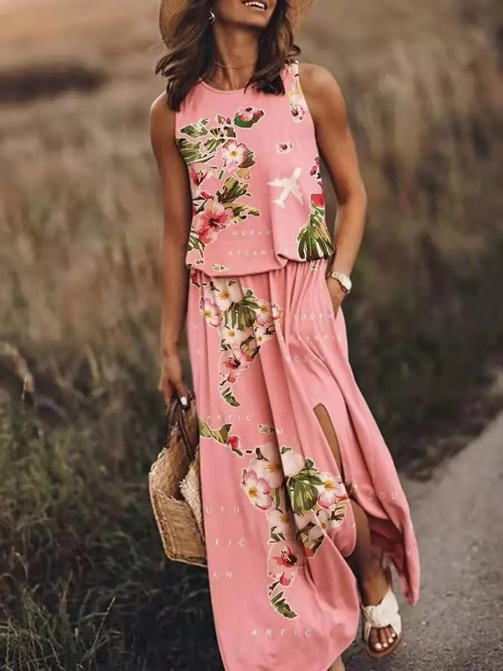Jane │ Women's Sleeveless Crop Top And Maxi Skirt Two-Piece Set For Summer