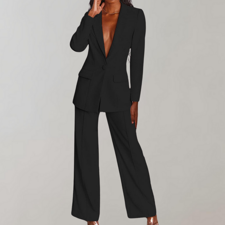 Stylish Blazer and Trouser Set - Elena-Black-S-State of Style