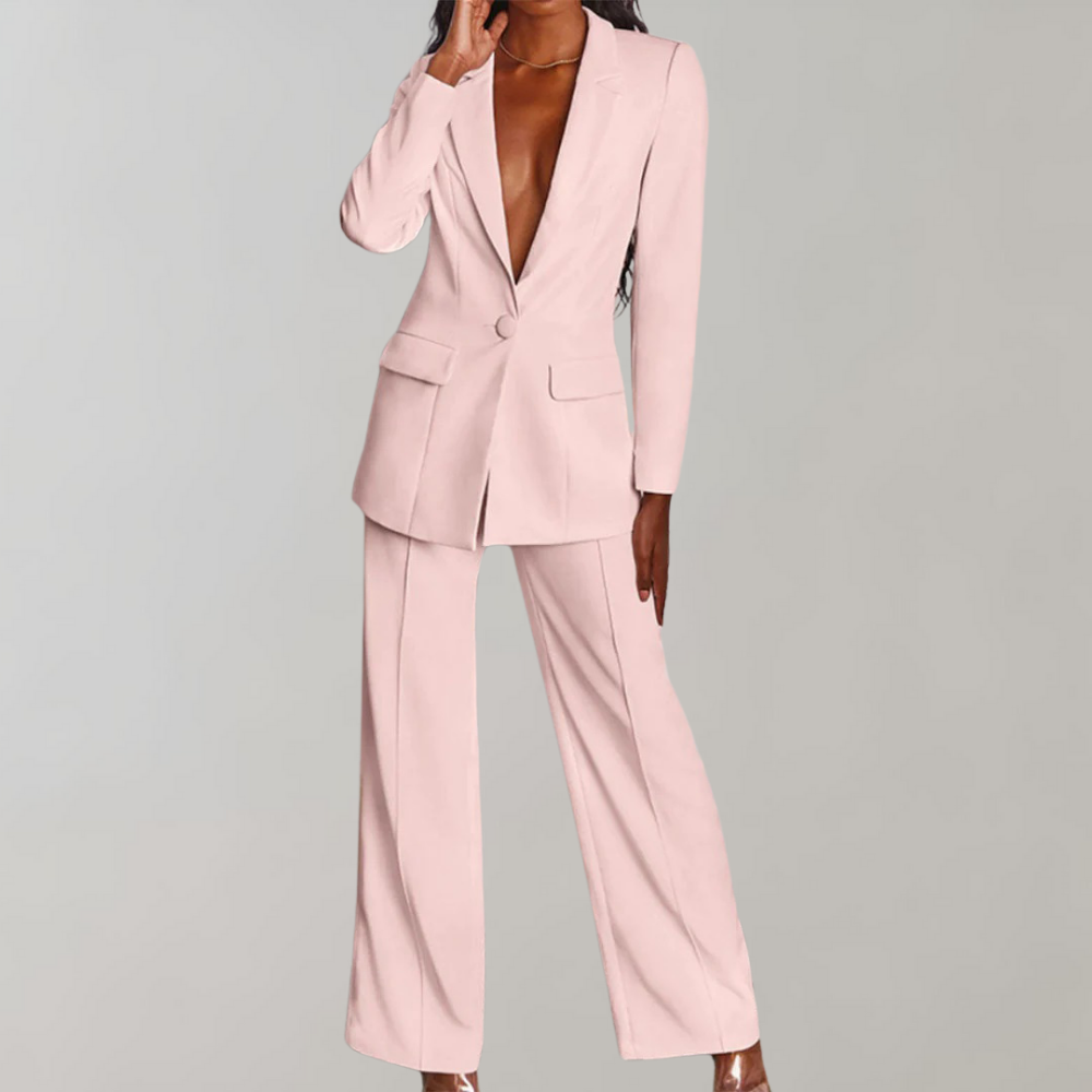 Stylish Blazer and Trouser Set - Elena-Pink-S-State of Style