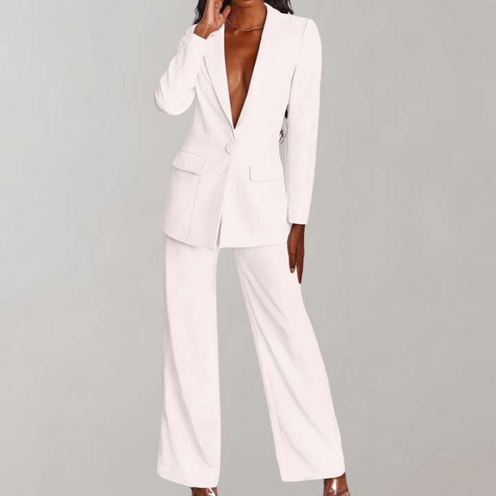 Stylish Blazer and Trouser Set - Elena-White-S-State of Style